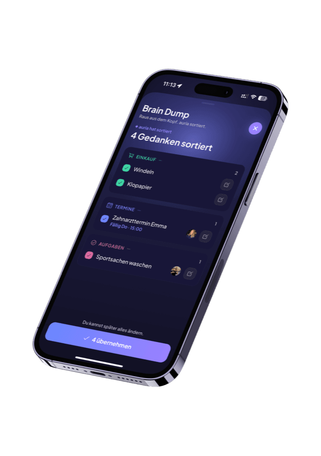 Die auria App auf einem Smartphone